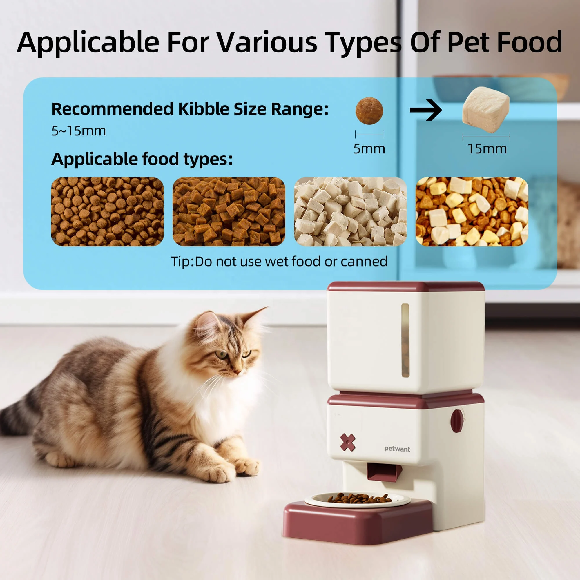 Petwant OEM ODM Wholesales 3.5L Smart WIFI Tuya APP Remote Feeding Auto Pet Food Dispenser With Ceramic Bowls