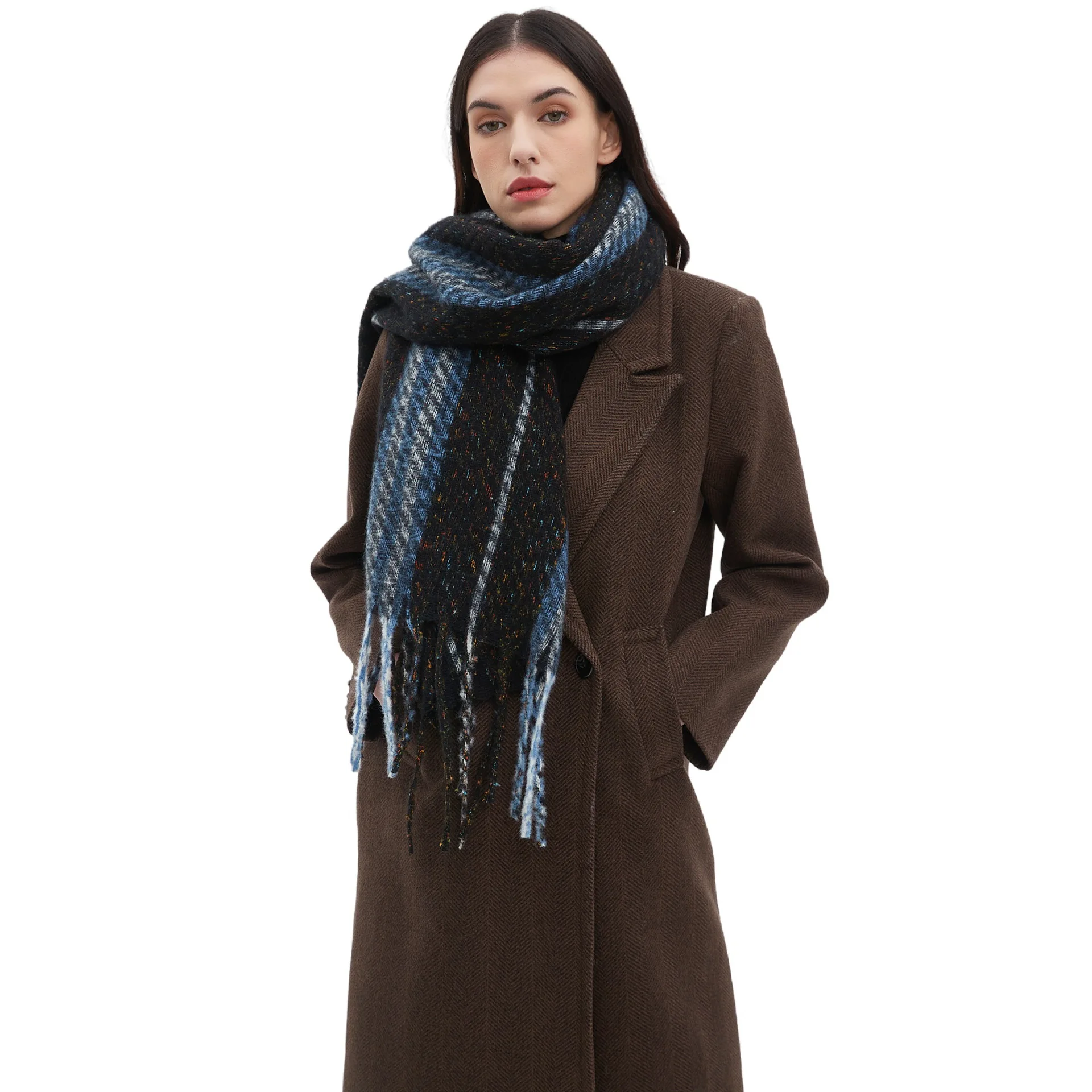 Fashion Solid Cashmere Warm Scarf New Design Pashmina Winter Double Side Different Color Shawl Wraps Bufanda with Tassel Blanket