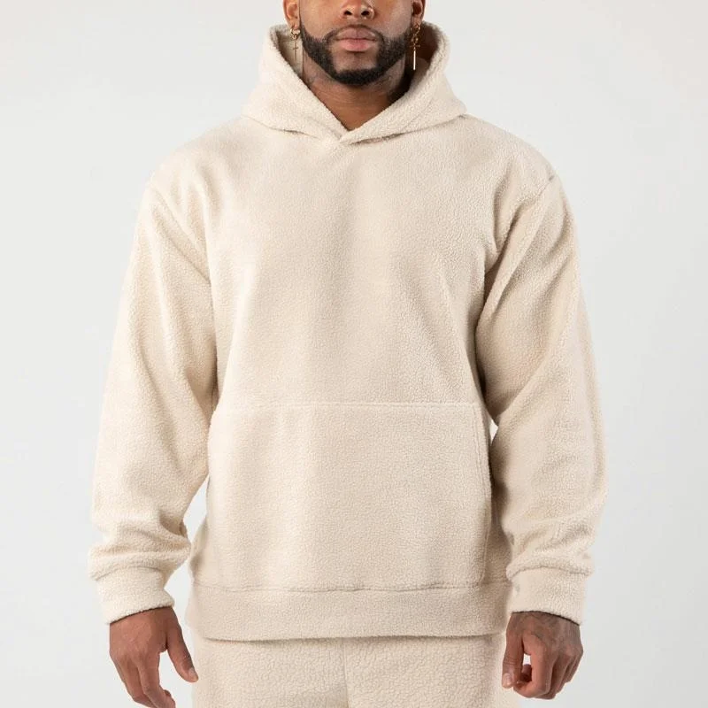 Custom Fleece Hoodies With Your Logo Letter Embroidery 1/4 Zip Fuzzy Hoodies Winter Heavy Weight Fluffy Sherpa Hoodies