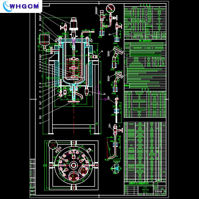 50L Magnetic sealed Stainless steel cladding plate  Reactor with electrical lifting device for easy operation