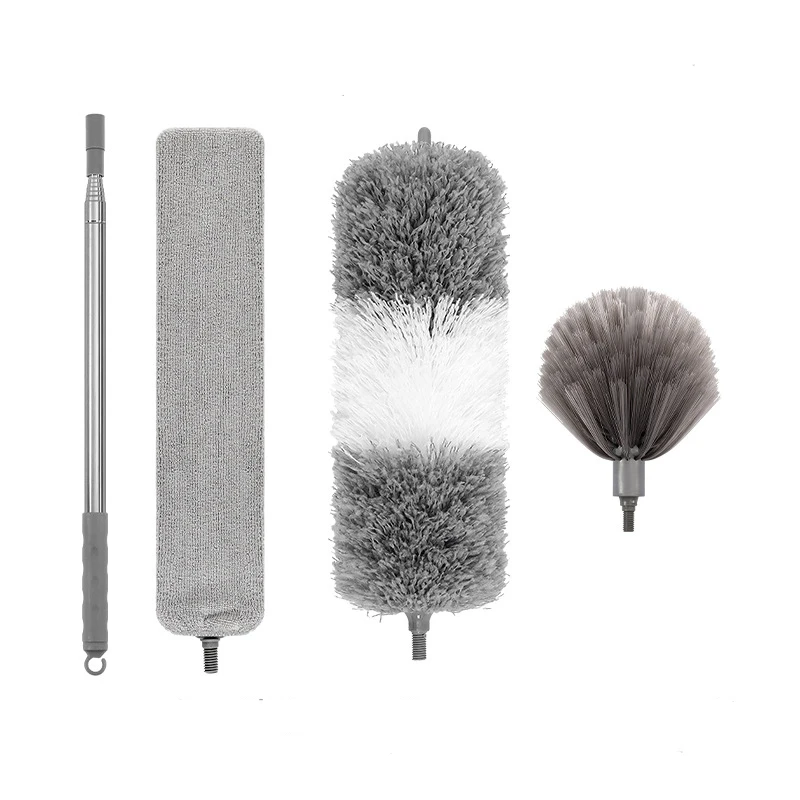 Elongated Stainless Steel Pole Duster With Feather Handle Car Cleaning Brush Retractable Dusting Household Dusters for Cleaning
