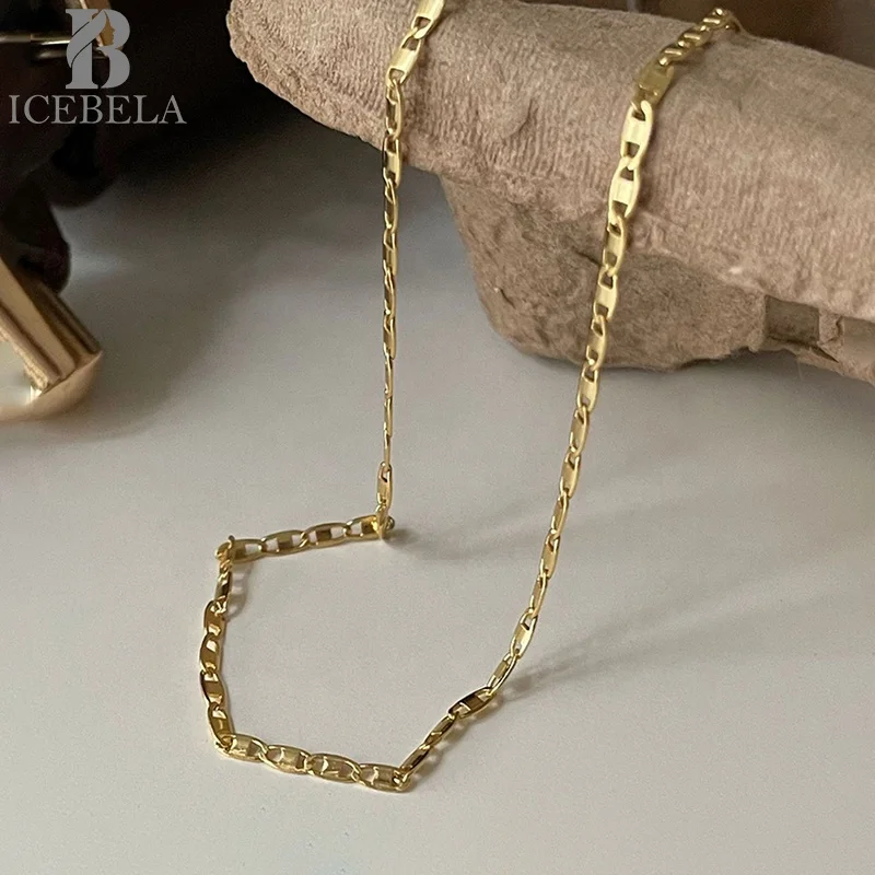 Wholesale Korean Fashion 925 Sterling Silver Pig Nose Buckle Short Chain Fine Jewelry 18k Gold Plated Necklaces For Women