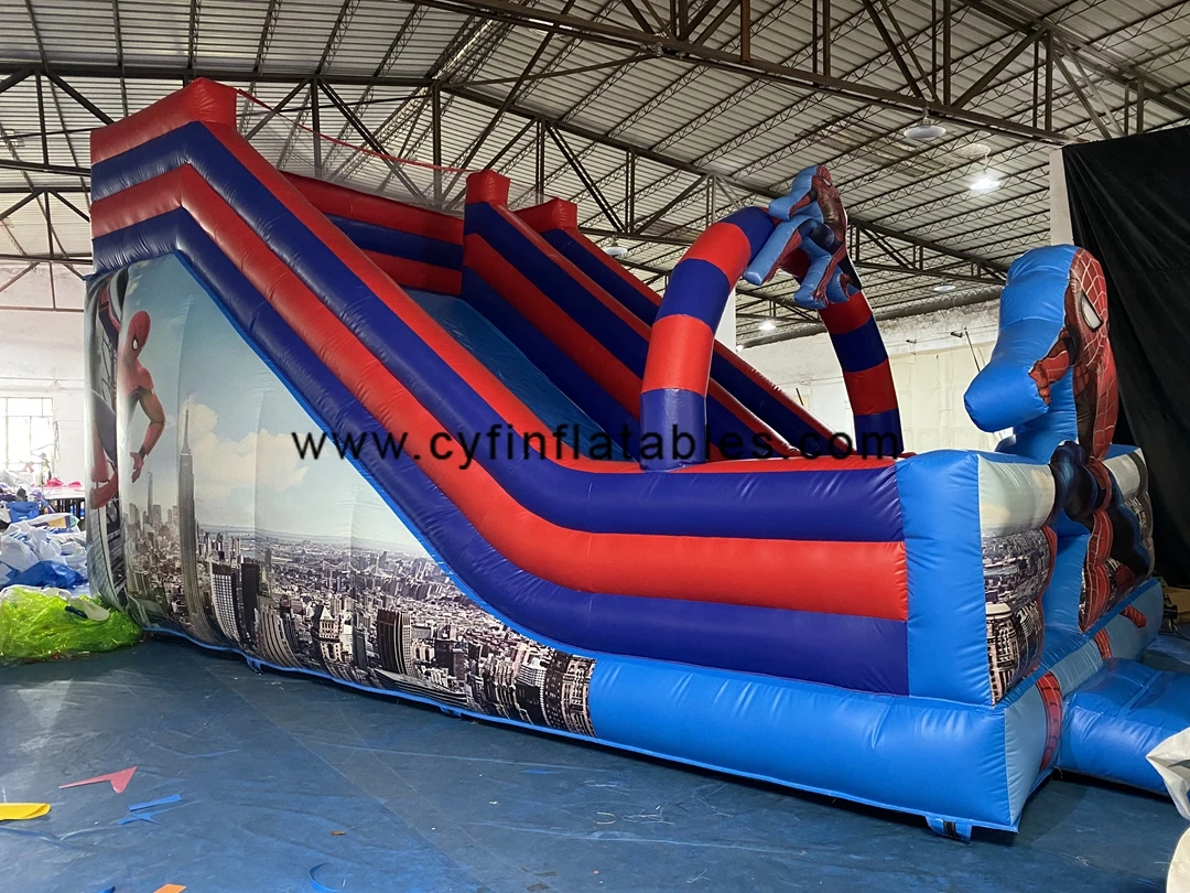 Commercial china super hero PVC factory price jumper kids jumping castle slide house inflatable spiderman bouncer for rental