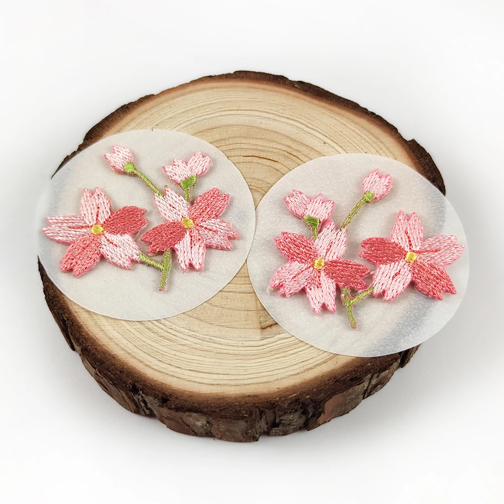 Deepeel ZK542 Cloth Affixed  Sakura Embroidery Jacket Skirt Decoration Flowers Embroidered Patch