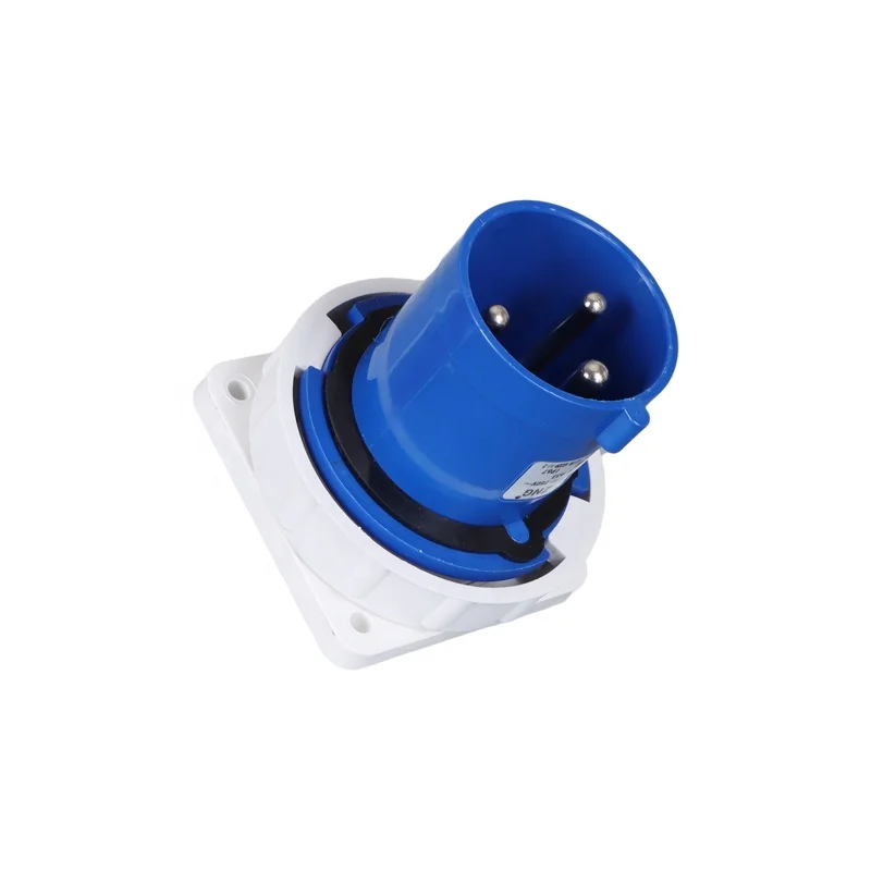 Good Quality IP67 63A 3 Pin Blue Industrial Plug Single Phase 2P+T Reverse Electrical Plug