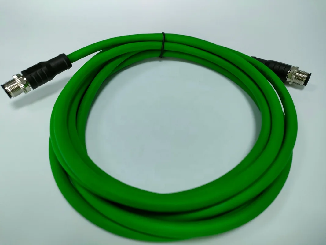 M12 4-контактный D-код экранированный кабель Profinet Ethernet-коннектор Cat5e PVC PUR