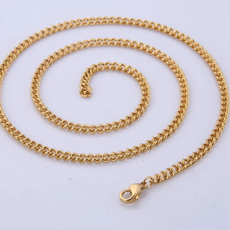 fashion 18k yellow gold stainless steel curb link chain necklace