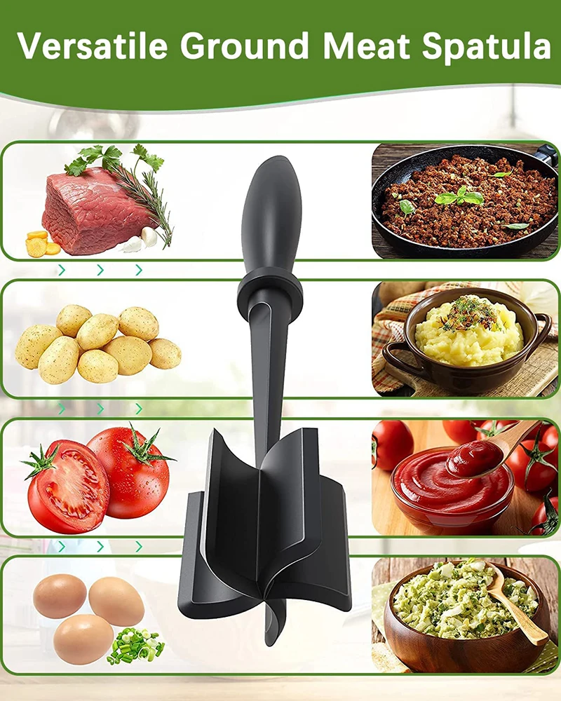 Professional Resistant Mix and Chop Plastic Kitchen Utensil Meat Fruit Potato chopper Masher Ground Beef Masher