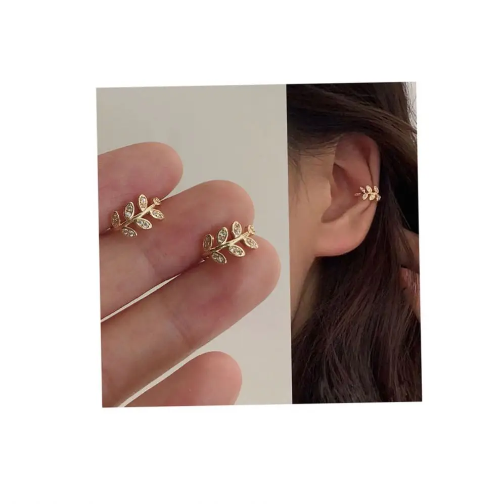 Wholesale Price INS Style Simple Leaf Earrings Hypoallergenic Cuff Earrings Cute Leaf Ear Cuff  for women Girls Ladies