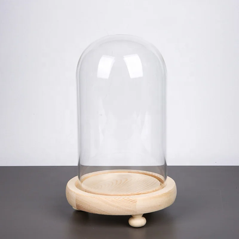 Manufacturer Factory Wholesale U-shape Christmas Decorative Bell Display Cloche Mini Jar Transparent Clear Glass Dome