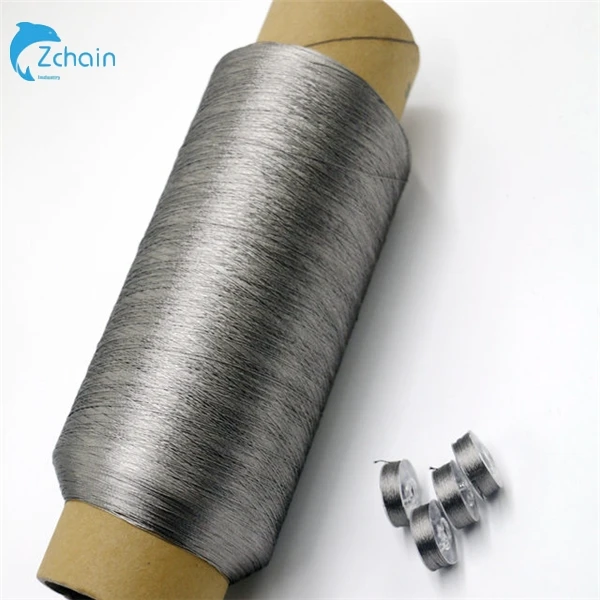 Free Sample 316 stainless steel filament electrically conductive elastic yarn Metal Conductive Sew Thread  Pure Metal Yarn