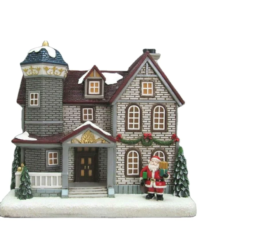 Custom Village House Statue Christmas Lighting House With LED Light