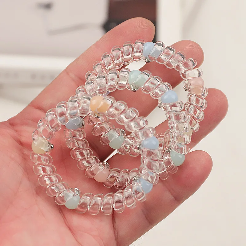 Cute Hair Accessories Partysu Hair Ties For Kids Clear Pin Bead Telephone Scrunchie Kids Elastic Hair Ties Fh Throw