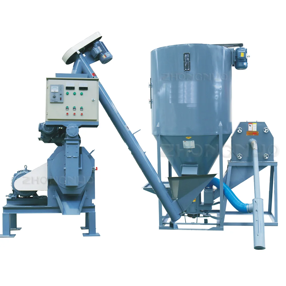 1000-2000KGH Poultry Livestock Pellet Mash Feed Crusher Mixer Pellet Machine Production Line