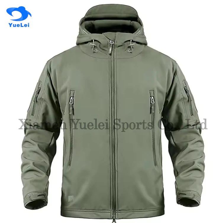 YUELEI Hunting Wear Jacket Manufacturers Custom Fleece Jacket Waterproof Windproof Hooded Collar Tactical Jacket