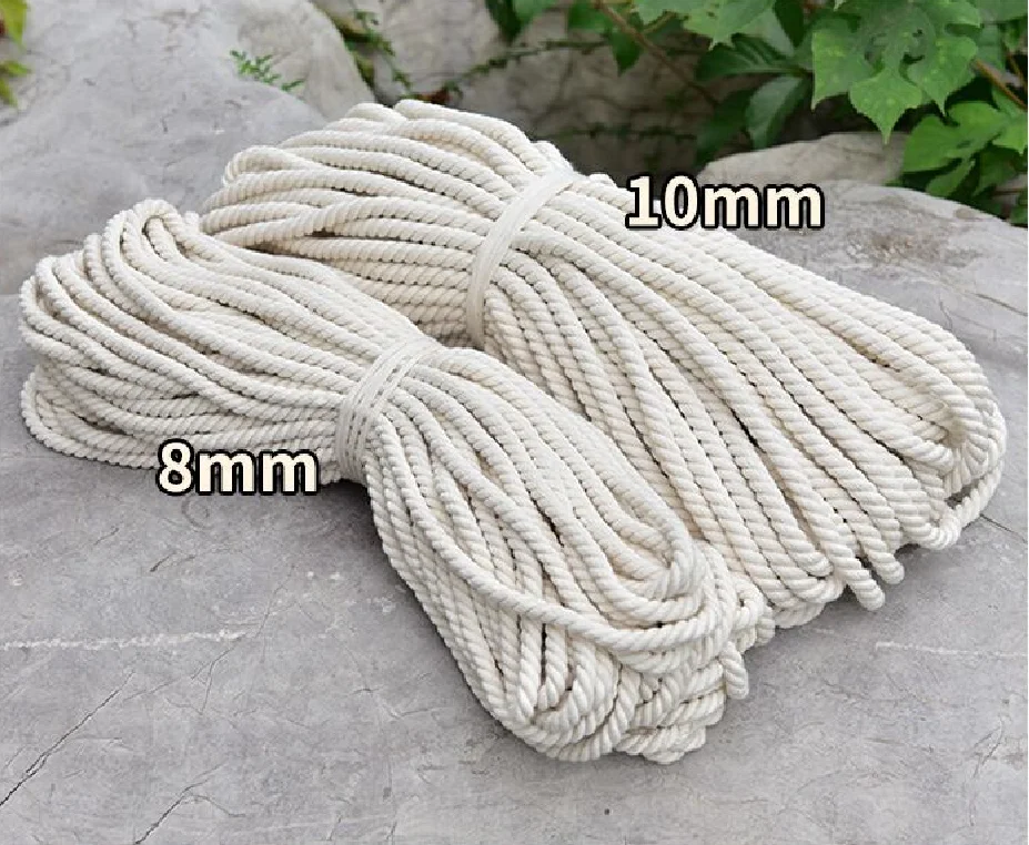 8MM Cotton Macrame Rope Cord Beige Cotton Macrame Craft String for Wall Hanging Plant Hanger Knitting