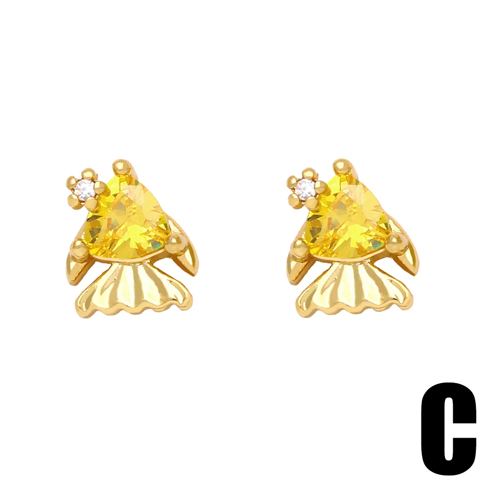 Dainty Cute Mini Animal Fish Jellyfish Bee Stud Earrings for Girls Colorful Zircon Watermelon Cartilage Earring Summer Jewelry