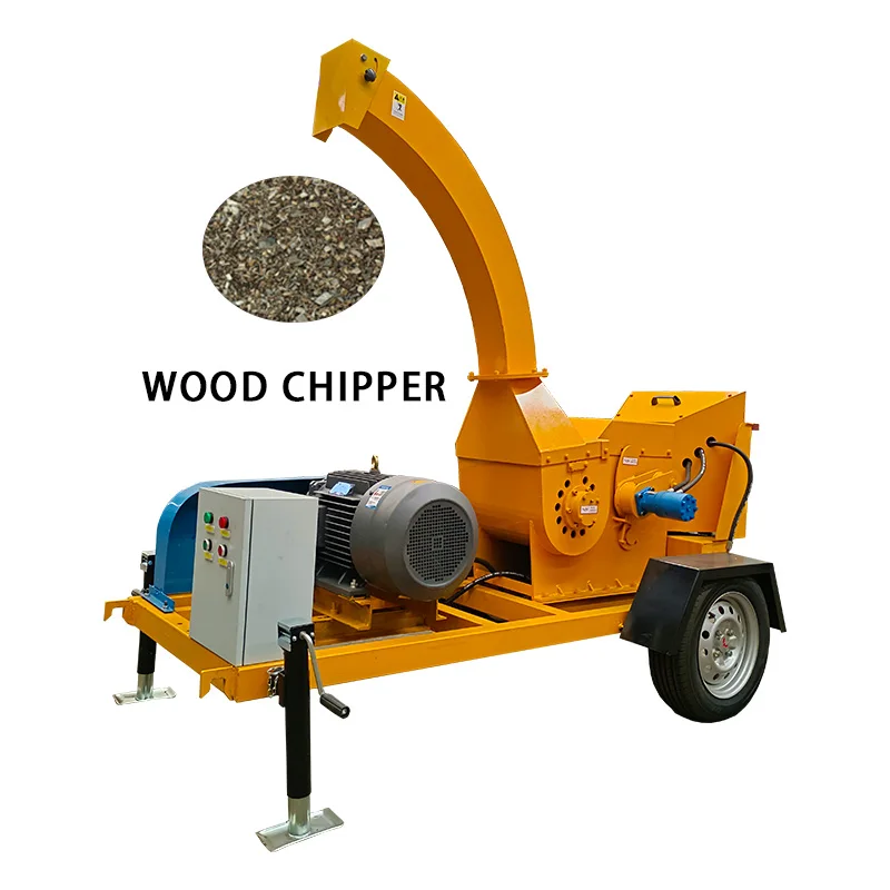 Large hydraulic mobile tree log branch crusher pto diesel wood chipper shredder machines with tractor engine powered for garden