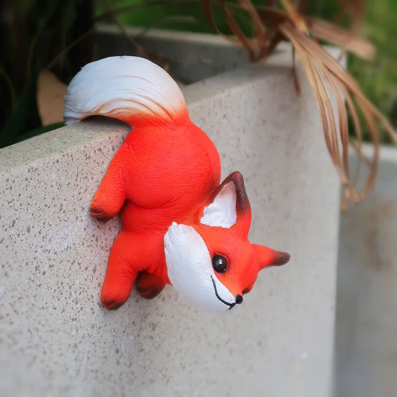 New Flower Pot Ornament Cute Animal Fox Hanging Garden Pots Small Decoration Resin Animal Pendant for Garden