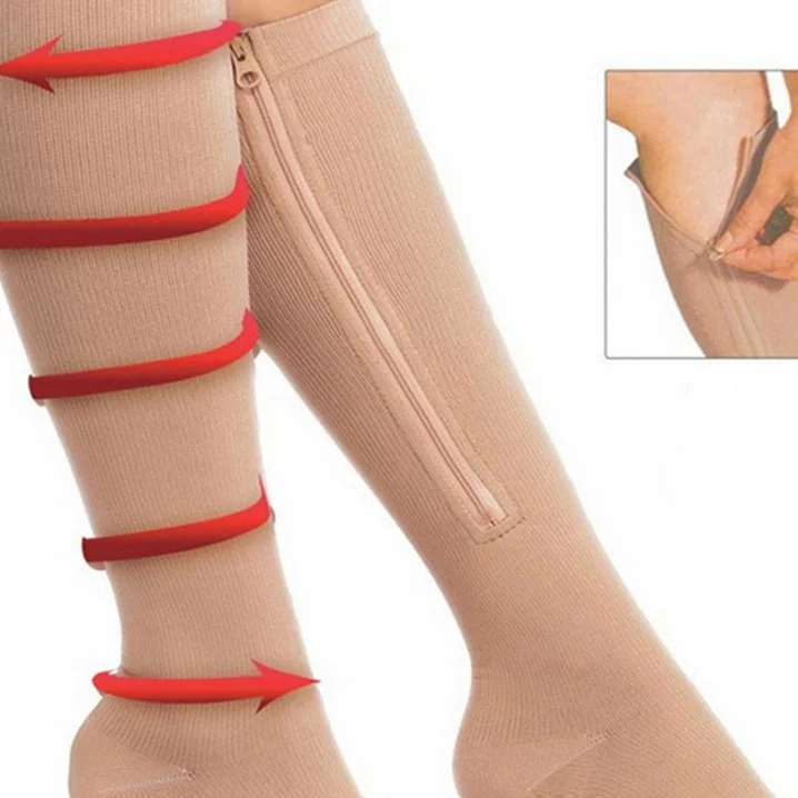 Custom medical Slimming Anti Open Toe Compression Sports Zipper Socks with Zipper