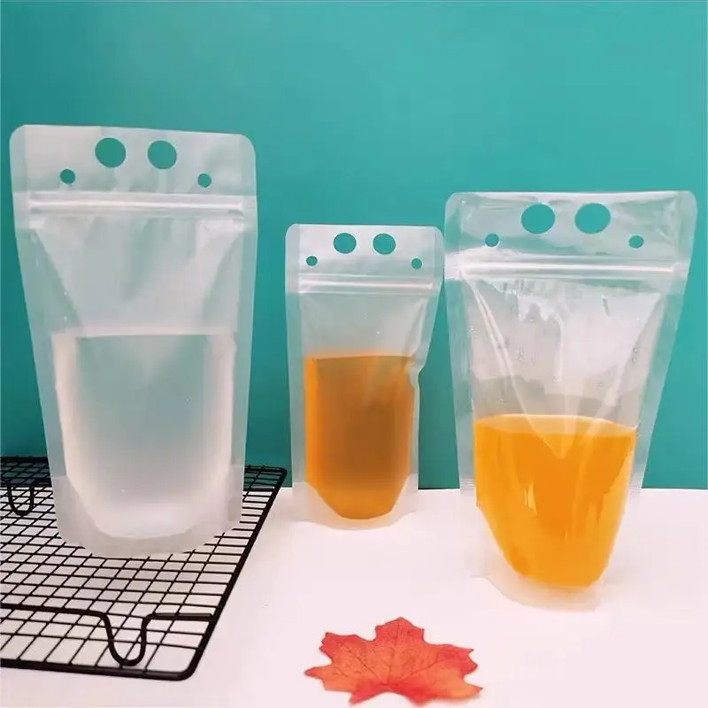 500ml 250ml custom disposable frozen ziplock sealable beverage drink stand up pouches bag