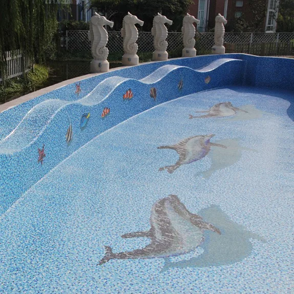 Design mosaic for swim pool dolphin swimming pool tiles glass mosaic