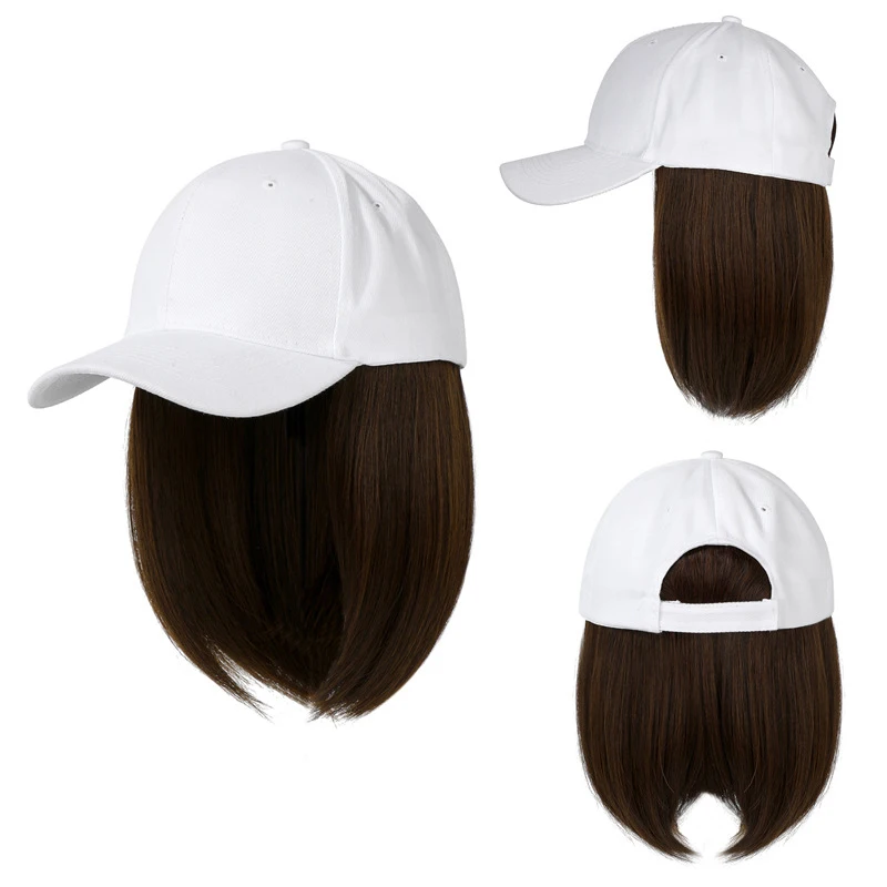 One piece wig duck tongue with bob head wig baseball cap bobo head European and American foreign trade manufacturers in stock