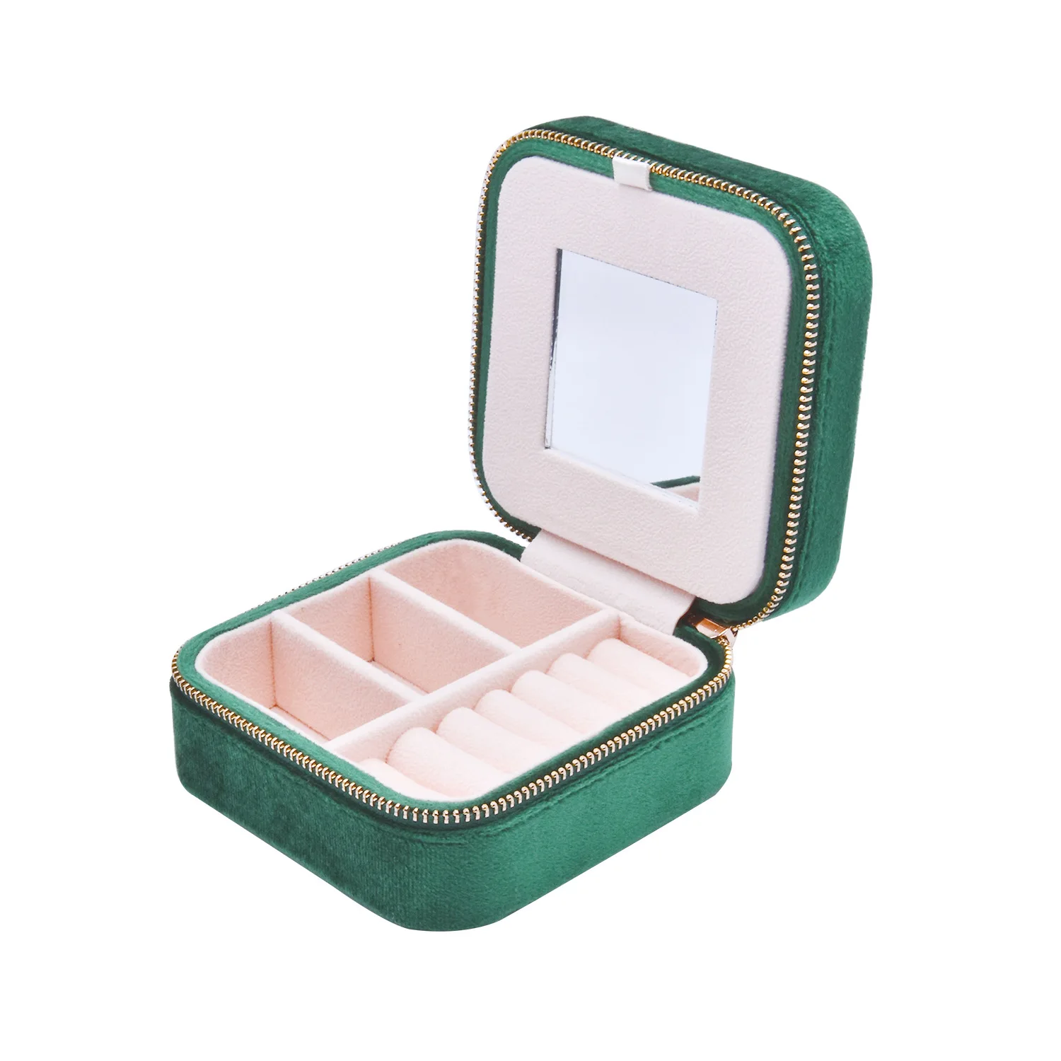 Velvert Jewelry Storage Box for Ring Jewelry  Storage Case with Mirror