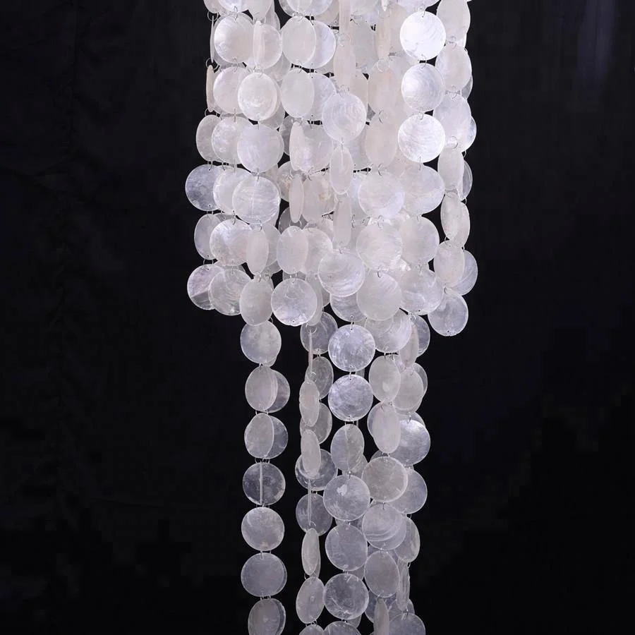 Event Decoration 6.6 feet tall slim seashell capiz white shell chandelier