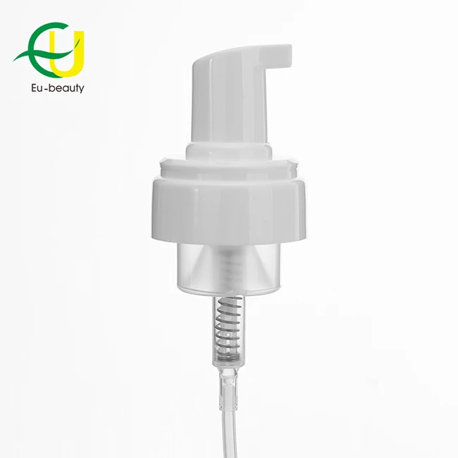 New Design Cosmetic Frosted Nozzle Round Spray Bottle Plastic Liquid Soap Dispenser Pump with lids 43mm Foam