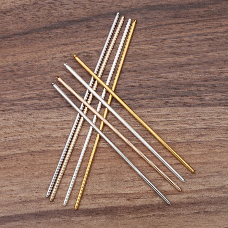 3mm*12.5cm  15cm Long Straight Metal Hair Sticks With Holes On Heads Iron Hair Forks Hairpins For DIY Bun Head Hair Accessories