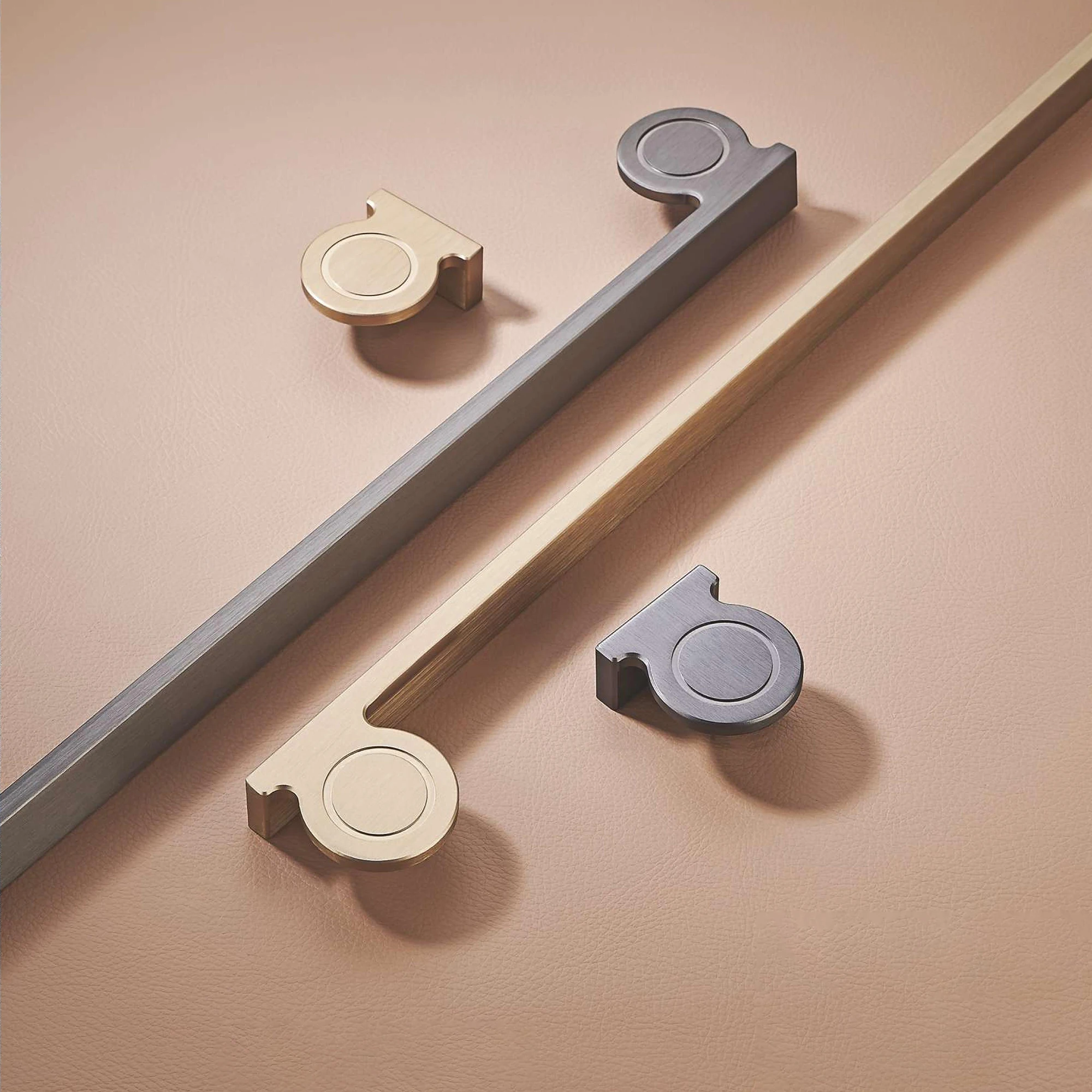 Алюминиевая матовая Золотая длинная дверная ручка для гардероба, серая Мебельная ручка, круглые ручки для шкафа