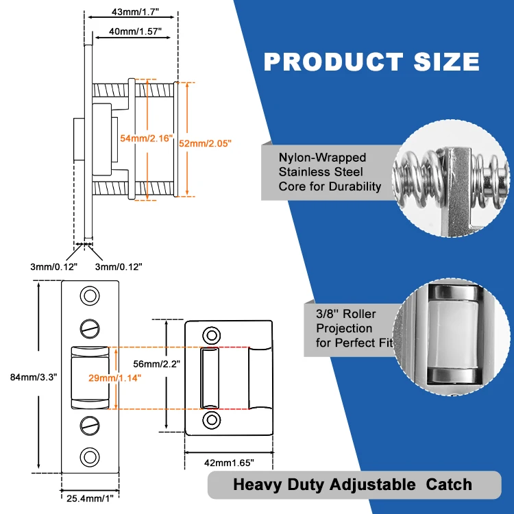 Ball Catch Door Hardware Closer Cabinet Door Catches Heavy Duty Adjustable Roller Latch Ball Catcher