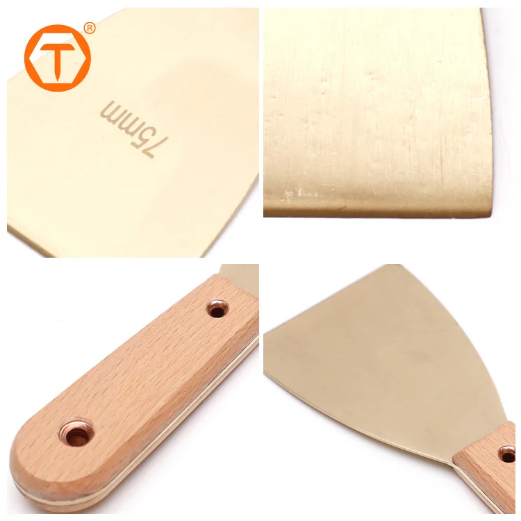 SINOTOOLS 75MM Aluminum Bronze Putty Knife Non Sparking Hand Scraper Tool