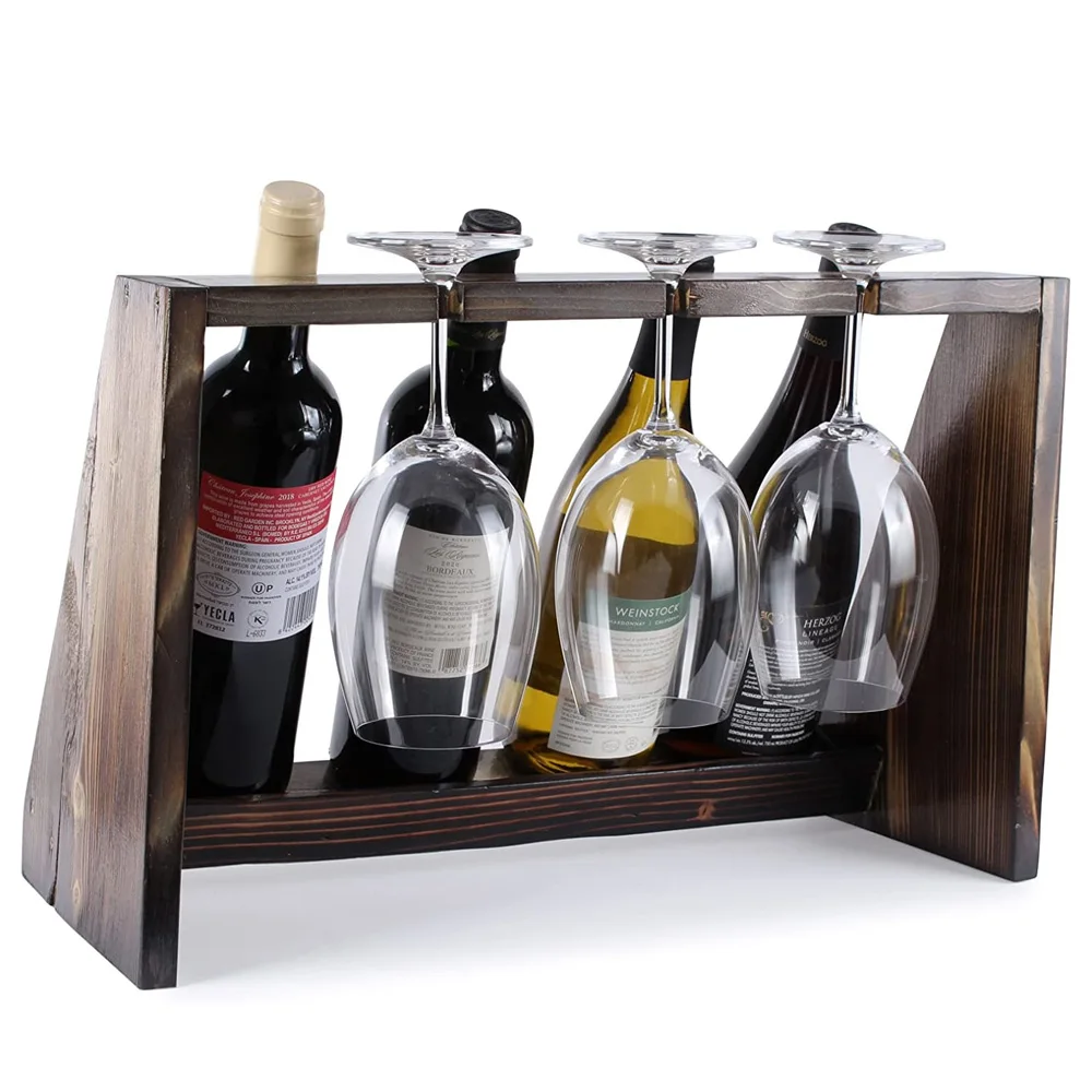 TAOTAOJU wine set custom solid wood storage rack can hold four bottles of wine glass rack Amazon hot selling wooden wine rack