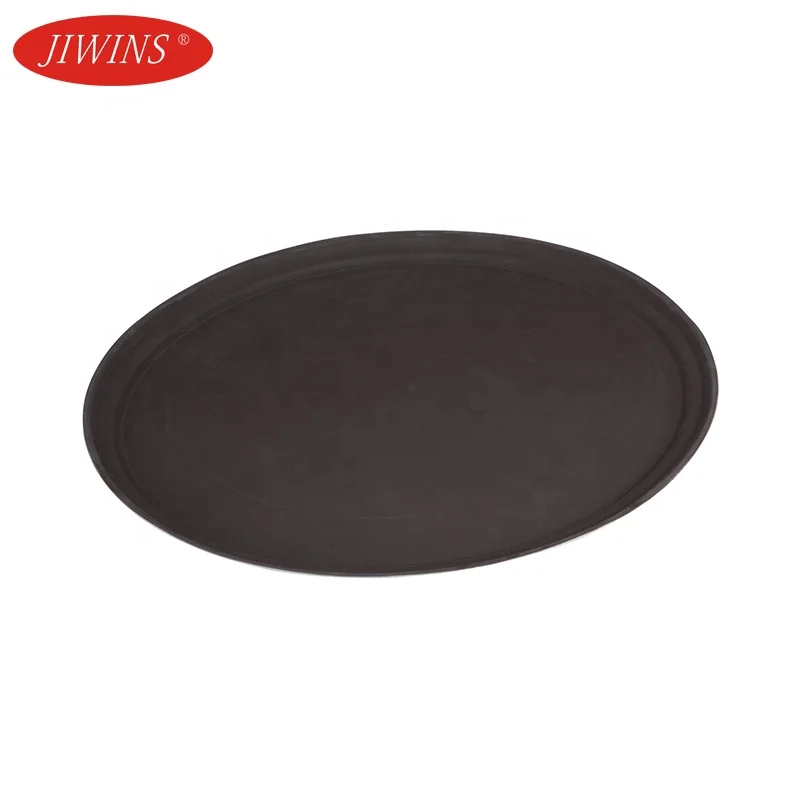 Wholesale High Grade Restaurant Bar Hotel Round Food Tray Brown Black Bottom Anti Slip Fast Food Trays