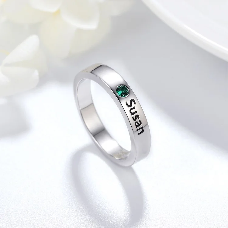 personalized name 925 sterling silver custom engraved birthstone rings
