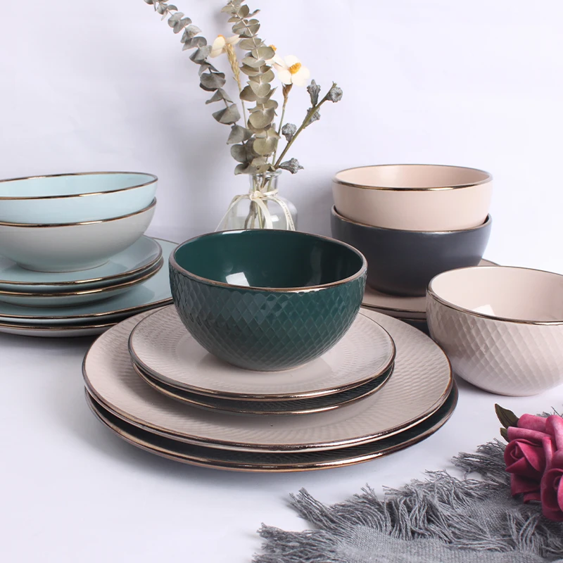 Dinnerware Sets Porcelain Ceramic Plates Tableware Luxury Stoneware Bone China Custom Kitchen Fine Unique Dinner Set