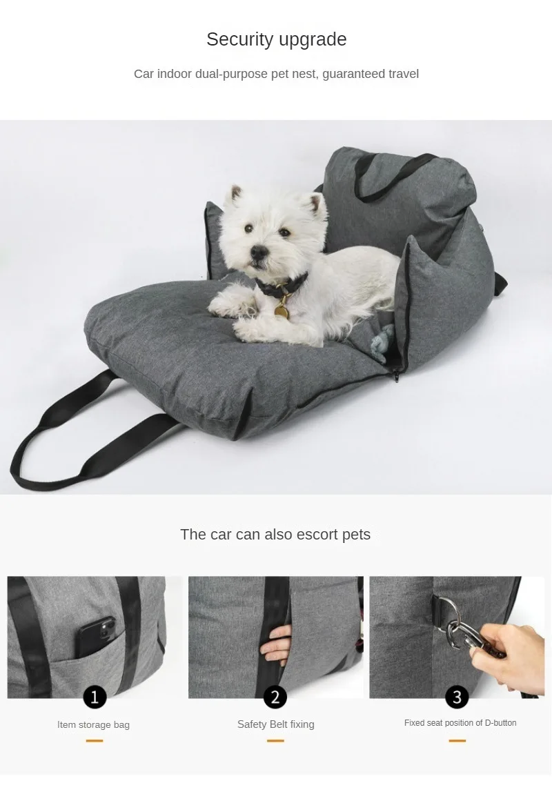 2024 Waterproof Dog Car Seat Bed Soft Luxury Dog Beds Travel Pet Carrier Bag Pet Car Seat Custom LOGO Designer Dog Products