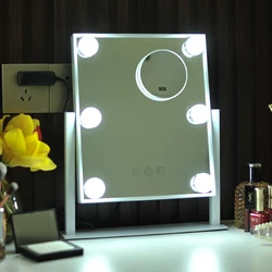 6 Bulbs LED Lighted Makeup Table 360 Degree Rotation Vanity frameless hollywood makeup mirror