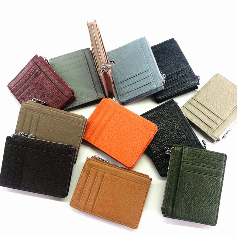 Короткий кошелек для мужчин и женщин, Многофункциональный Двусторонний бумажник из воловьей кожи с несколькими отделениями на молнии