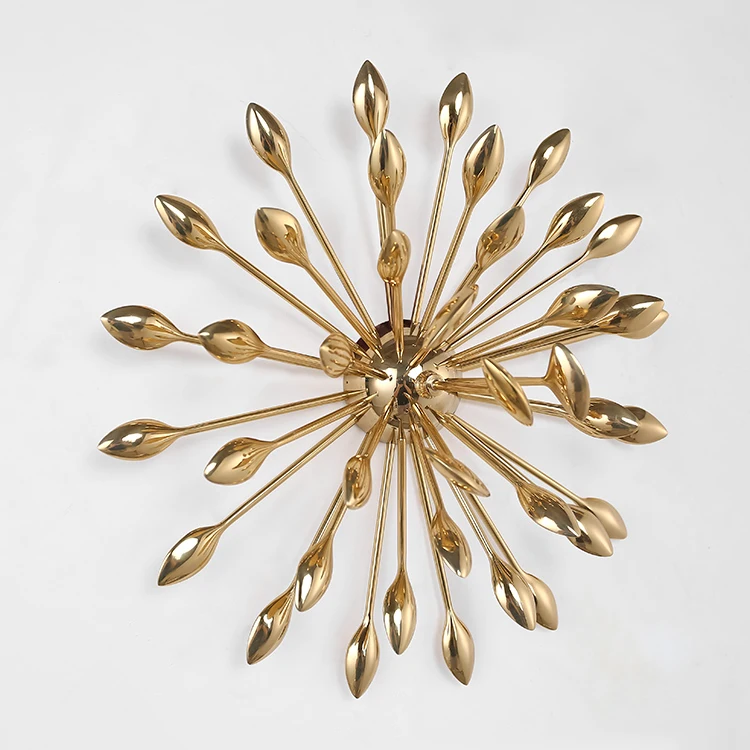 Light Luxury Wall Decor Living Room Bedroom Decorates Brass Creative Sun Flowers Accessories