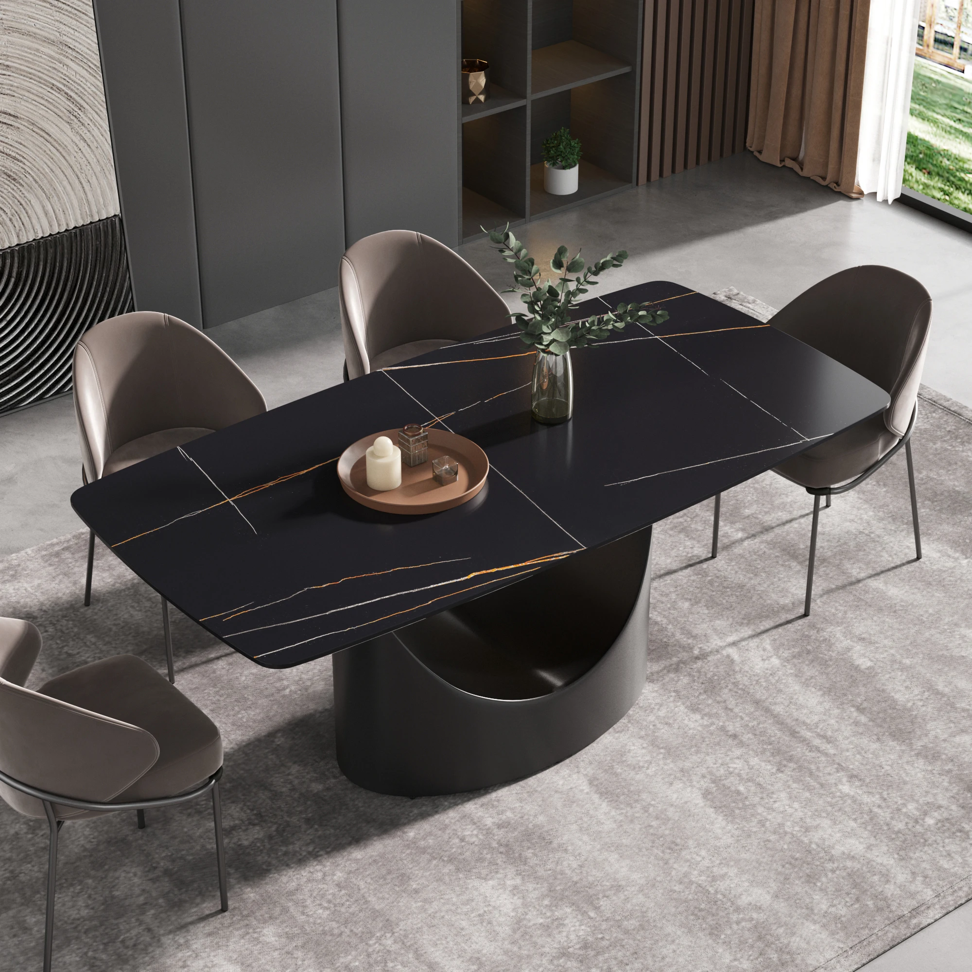 Мраморный обеденный стол ATUNUS, набор искусственных обеденных столов, современная мебель, роскошный обеденный стол из спеченного камня и стулья (1600651570496)