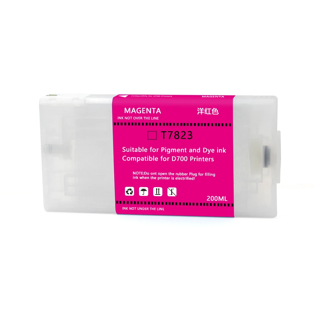 T7821-T7826 Compatible Ink Cartridge For Epson SureLab D700 Black & LC Dye Ink with Chip Certified by MSDS