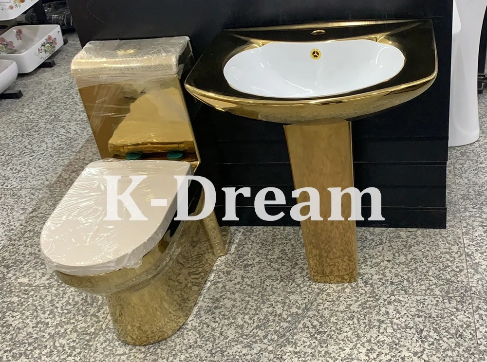 Горячая Распродажа KD-03GPB золотой туалетный набор, сантехника для ванной комнаты Золотой цвет туалетной золото wc Туалет