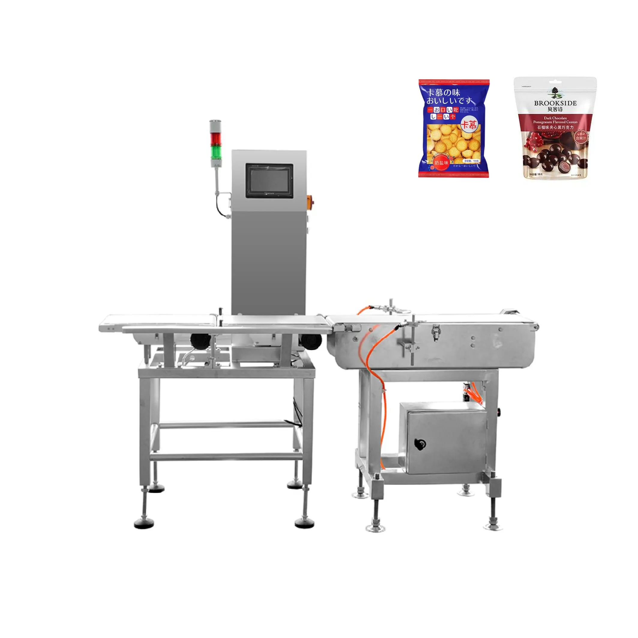 High Speed Automatic Belt  Conveyor Measuring Food Pouch Bag Weight Check Weigher Scale