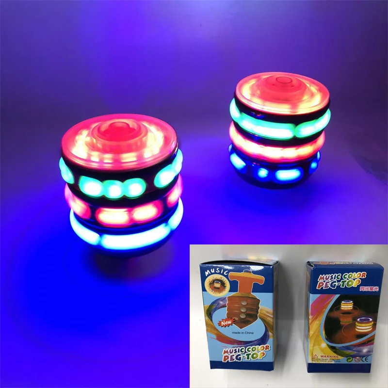 Electric LED Spinning Top Flashing Light Music Spinner Launcher Glow At Night Rotating Kid GIft Toy