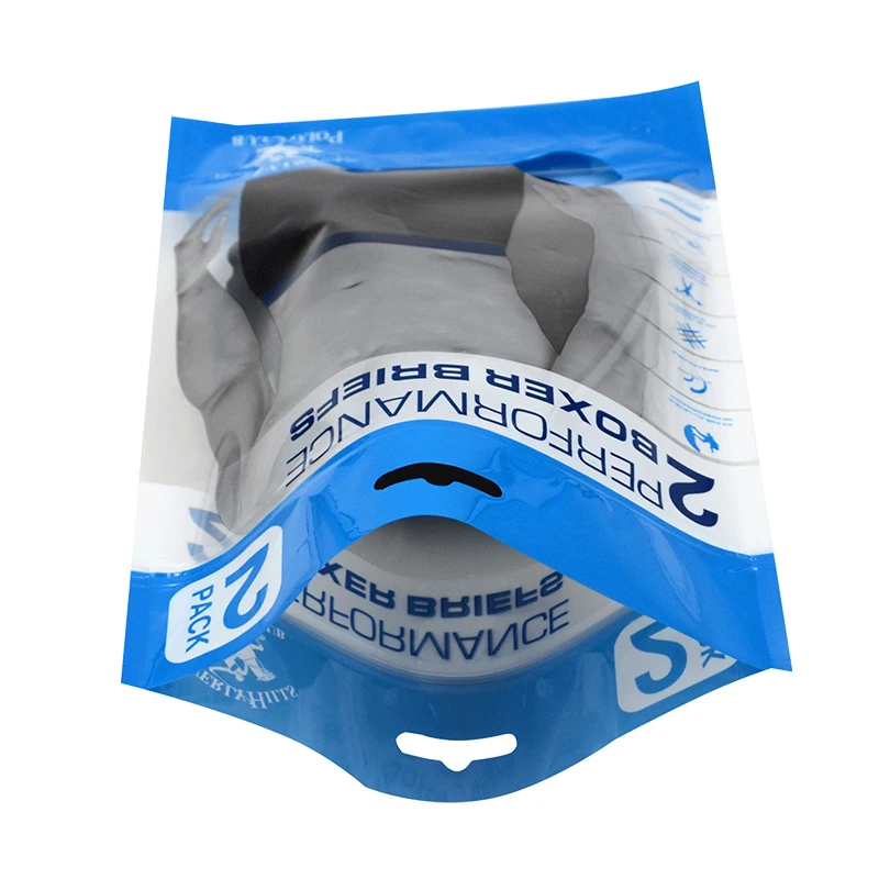 Hoyo Custom Zip Bag for Clothing Stand up for Clothes Underwear Socks Packaging Zipper Bag with Window Resealable Plastic CN;GUA