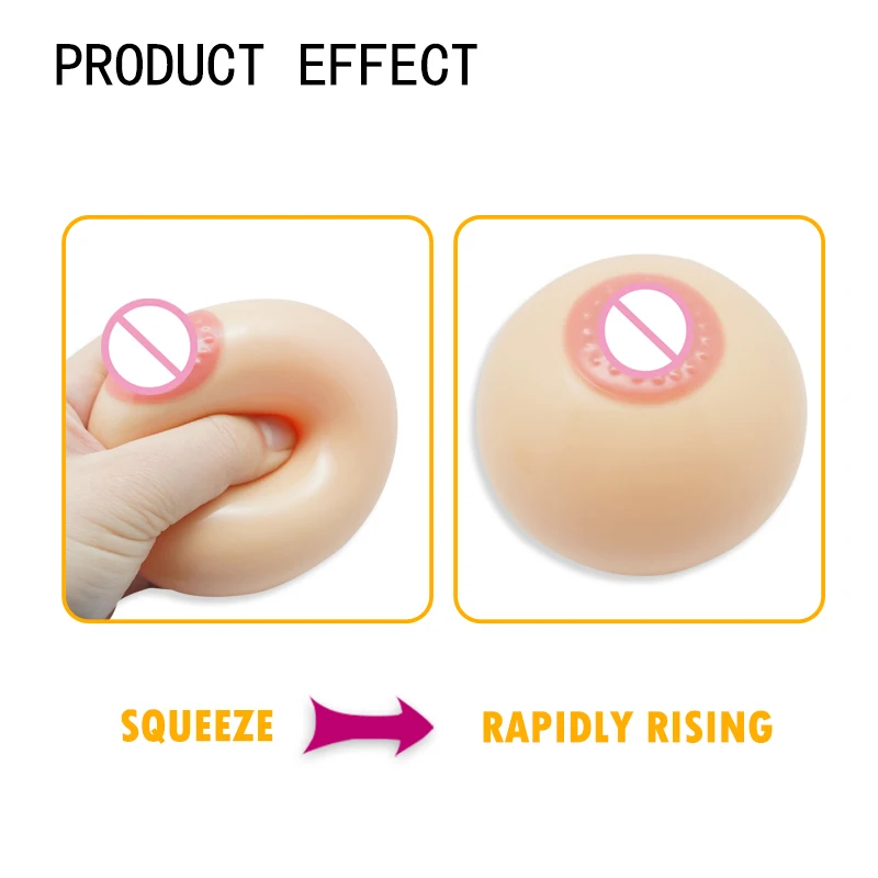 Eco-friendly Fake Boobs Model Tricky Stress Relieving Liquid Filled  Anti Stress Ball Funny Breast Stress Ball