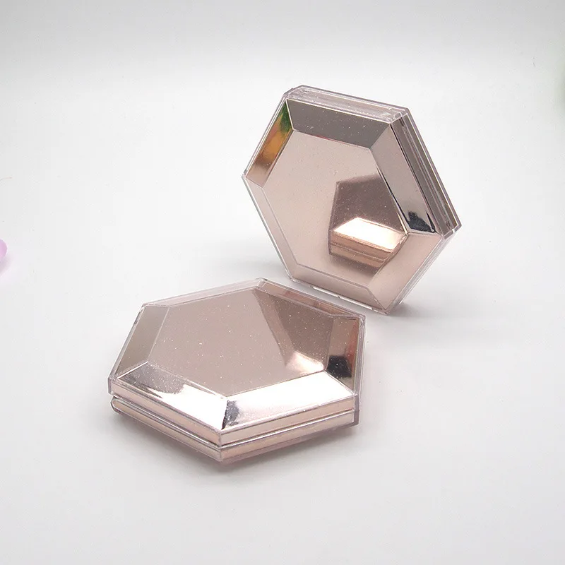 Dia.54mm Hexagon Shaped Empty Makeup Packaging Highlight Powder Compact Box